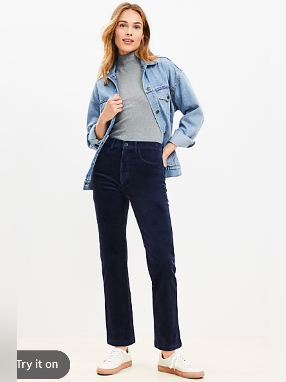 LOFT Straight Corduroy Pants - Blue - size 26 (6)